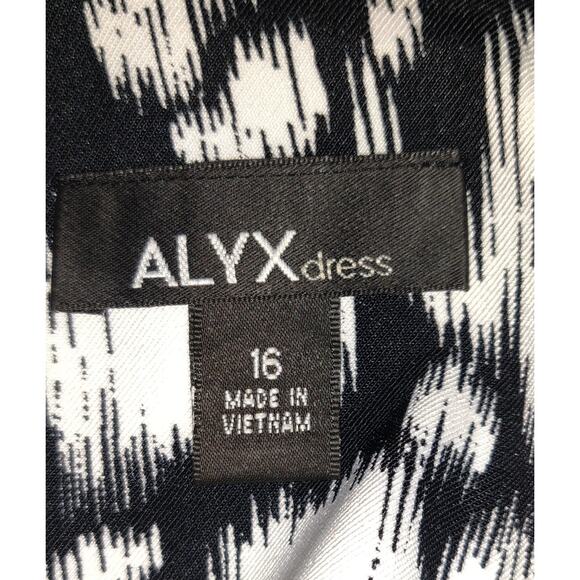 Alyx Black & White Floral Dress Women's 16 Asymmetrical Patchwork Design Sheath - Picture 10 of 16